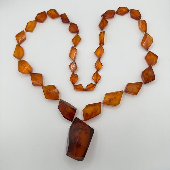Unbranded Jewelry - Vintage antique genuine Baltic amber graduated faceted beaded necklace 73.59g